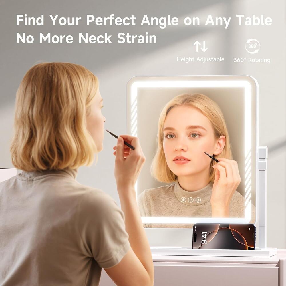 Kcavvi Vanity Mirror With Lights, Height-Adjustable & 360° Rotation, 1/10X - Picture 6 of 17
